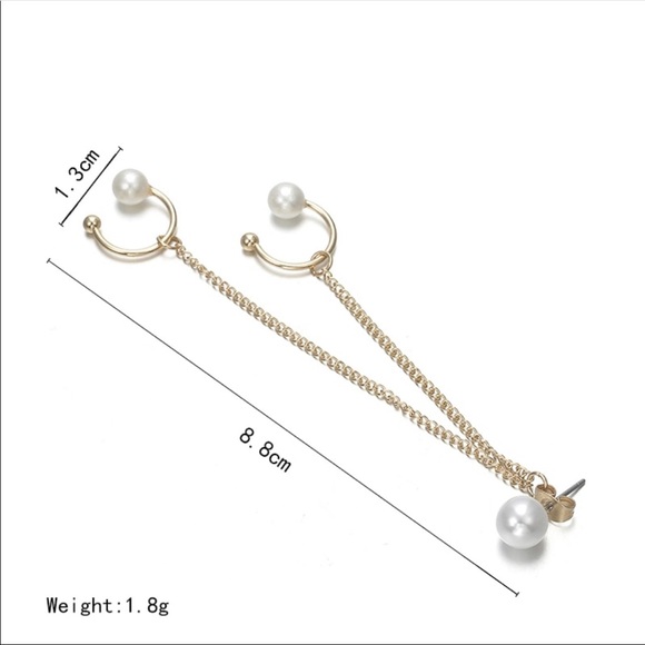 • Isla • Faux Pearl Tassel Cuff Earring - Picture 3 of 5